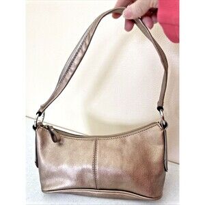 Liz Claiborne Leather Gold Leaf Small Handbag Shoulder Bag